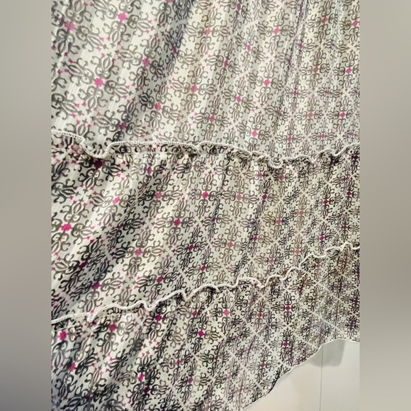 PARDON Womens Gray/Pink Flowy Ruffle Floral Ruched Strappy Dress Size 12 EU 42 - Picture 10 of 13